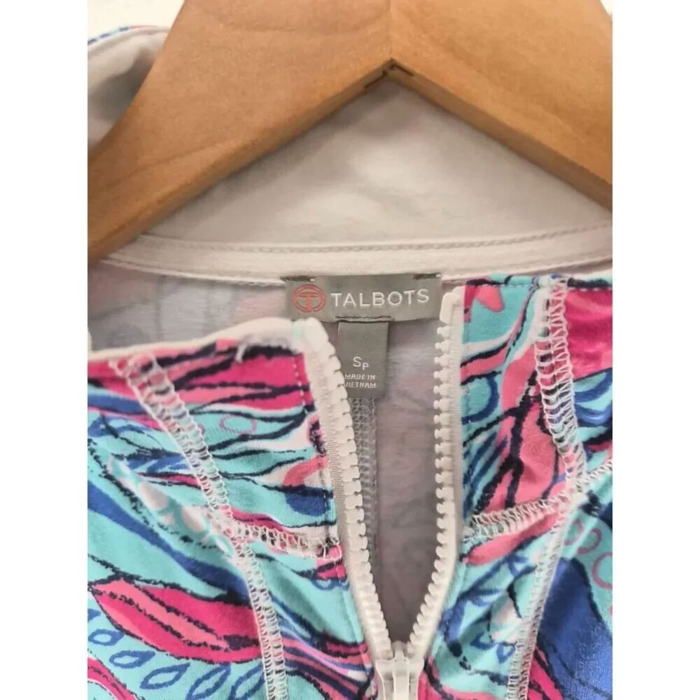 Talbots Sport Zip Jacket Coastal Preppy Athletic Tennis Golf Lilly Pulitzer Vibe - Picture 2 of 9